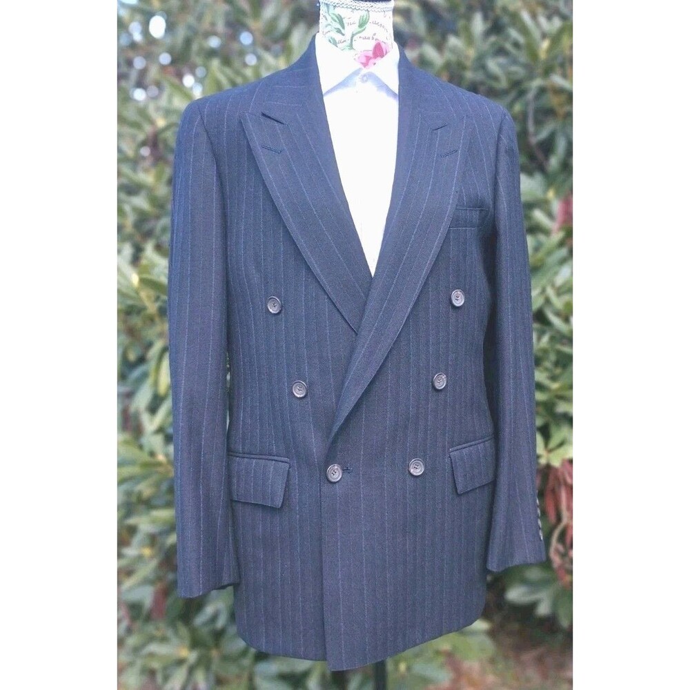 Britches Georgetown Double Breasted Dark Gray Men's Small Union ACTWU Pinstripe